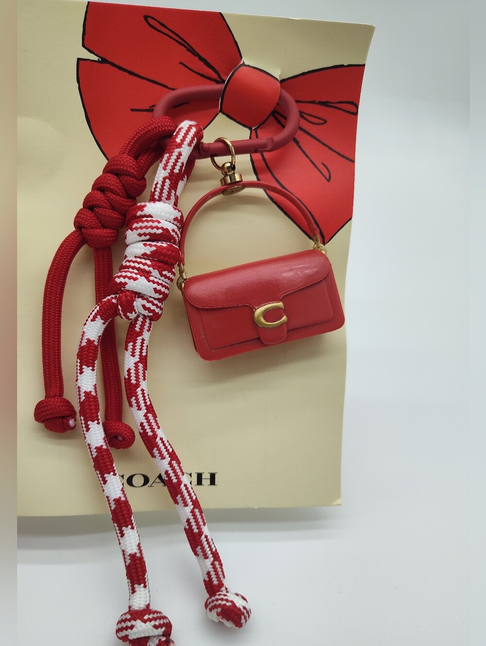 COACH 2025 Lunar New Year Mini Tabby Bag Charm Keychain Red NIP